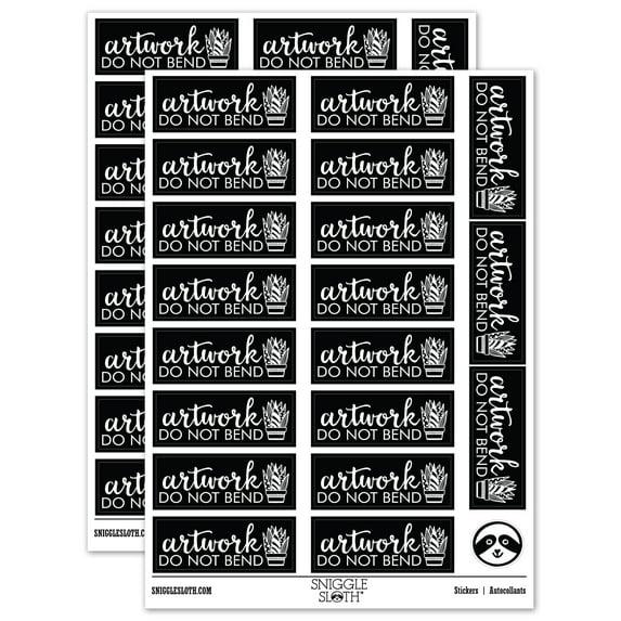 Artwork Do Not Bend Potted Plant Sticker Set - Black - Matte Finish - 2.00" Large