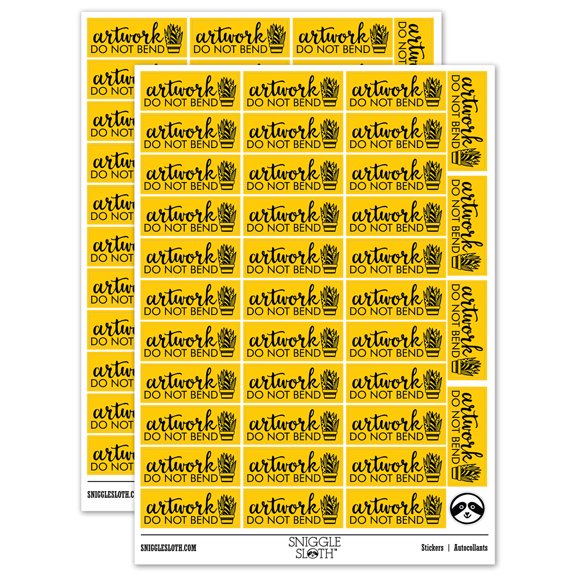 Artwork Do Not Bend Potted Plant Sticker Set - Yellow - Matte Finish - 1.5" Small