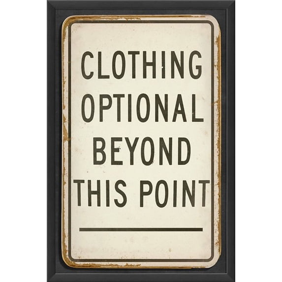Artwork Factory 17010 EB Clothing Optional Beyond This Point Framed Print