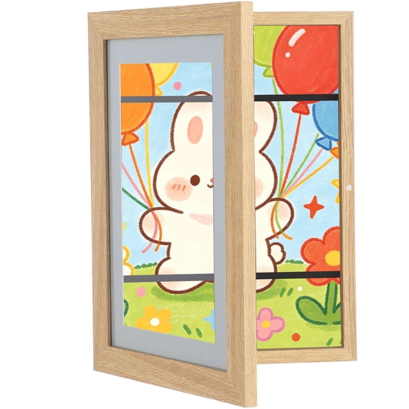 Artwork Frame, 8.3 x 11.7 Inches Front Opening Changeable Frame with Mat, Solid Wood Material, Metal-Gripping Closure, Ideal for 3D Pictures, A4 Artworks, Crafts, Drawings, Wall Display Storage