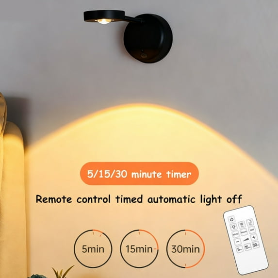 Artwork Lighting Lamp, Motion Sensor Artwork Light, LED Wall Light Night Light 3-Color Dimmable, Rechargeable, 360° Rotatable, Remote Control Included (Black, 1pc)