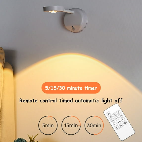 Artwork Lighting Lamp, Motion Sensor Artwork Light, LED Wall Light Night Light 3-Color Dimmable, Rechargeable, 360° Rotatable, Remote Control Included (White, 1pc)