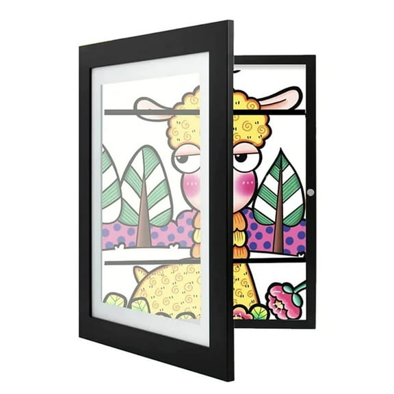 Artwork Picture Frame Easy Change Artwork Display Storage Frames Front Opening 5.9x4.3 Inner Frame Black Artwork Display Storage Frame for Wall,3D Picture, Crafts, Hanging Art, Portfolio (Black)