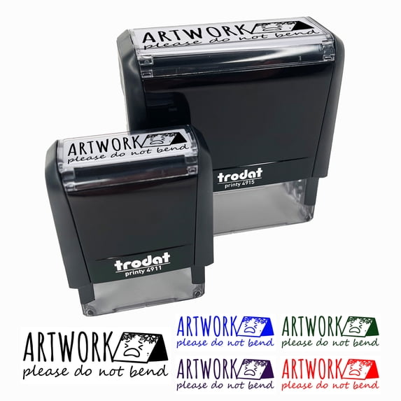 Artwork Please Do Not Bend Bent Art Detail Self-Inking Rubber Stamp Ink Stamper for Business Office - Black Ink - Small 1-1/2 Inch