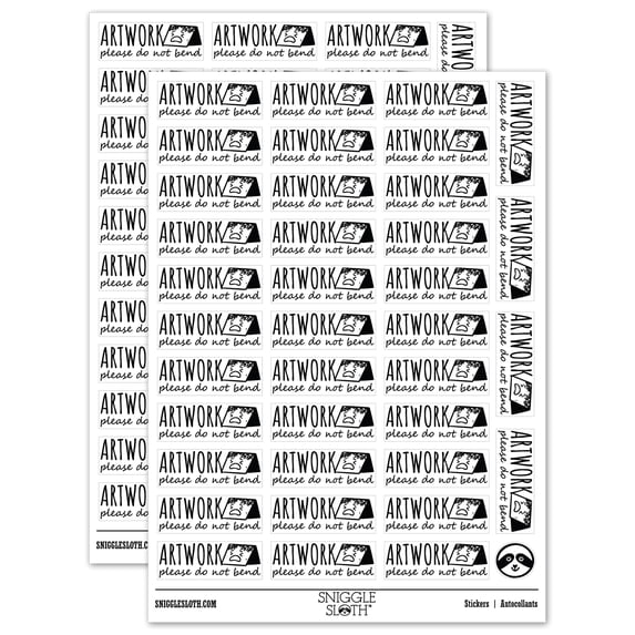Artwork Please Do Not Bend Bent Art Detail Sticker Set - White - Gloss Finish - 1.5" Small