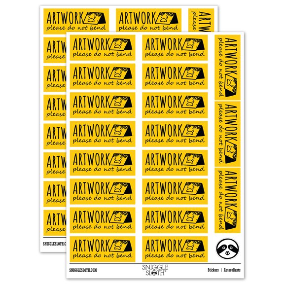 Artwork Please Do Not Bend Bent Art Detail Sticker Set - Yellow - Matte Finish - 2.00" Large