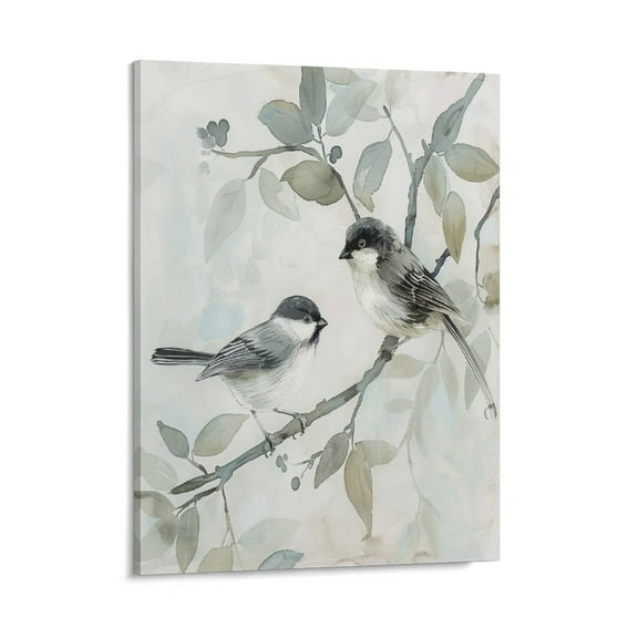 Artwork Print Painting 08x10inch Watercolor Birds Perched on The Branches Canvas Prints for Living Room Bedroom Bathroom Kitchen Office Bar Dining & Guest Room Framed
