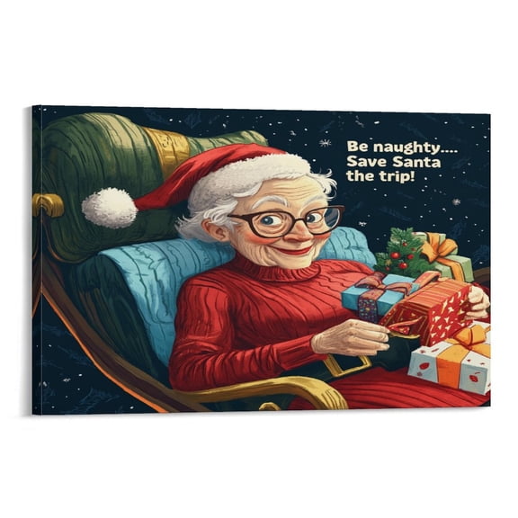 Artwork Wall Art For Kitchen Be Naughty Save Santa The Trip Canvas Pictures Wall Art Claus Canvas Print Canvas Wall Art Artwork Wall Art For Kitchen 16x24inch Framed Artwork