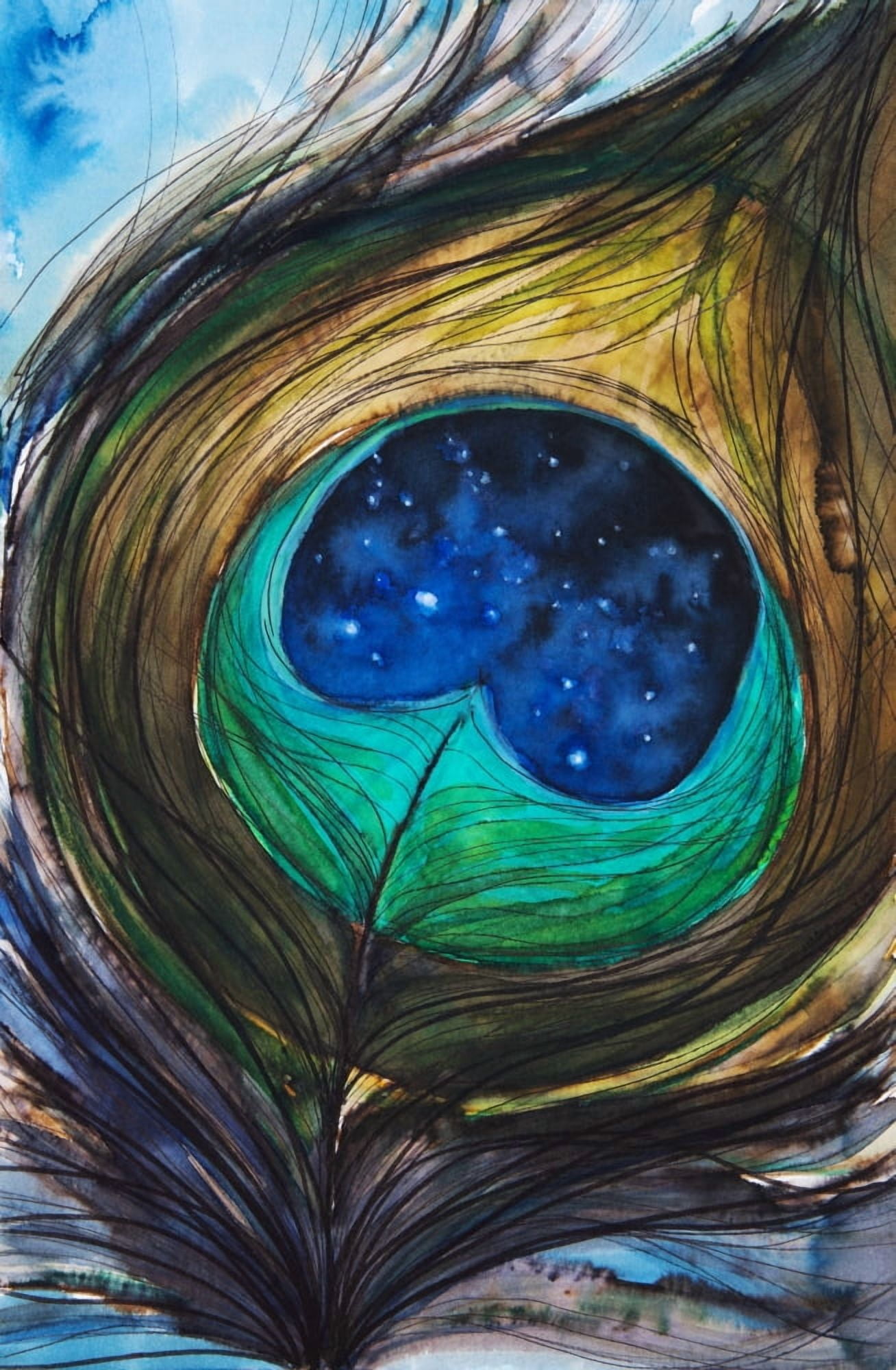 Artwork showing the detail of a colourful bird feather Canvas Art - Tara Thelen Design Pics (24 x 36)