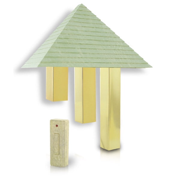 Desert Stone and Amber Brass Pyramid Wireless Door Chime Set