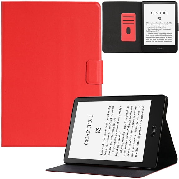Artyond Case for 6.8" Kindle Paperwhite 2021, PU Leather Card Slots Cover with Auto Sleep/Wake Case for 6.8" Kindle Paperwhite (11th Generation-2021) and Kindle Paperwhite Signature Edition, Red