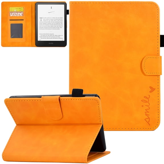 Artyond Case For 7" Kindle Paperwhite 2024, PU Leather with Auto Sleep/Wake Cover Card Slots Protective Case for Kindle Paperwhite 12th Generation 2024 and Kindle Colorsoft Signature Edition, Orange