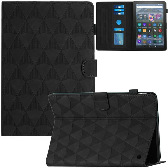 Artyond Case for Fire HD 8/Fire HD8 Plus 2022/2020, PU Leather Folio Stand Card Slots with Auto Sleep/Wake Case for Amazon Kindle Fire HD 8/HD8 Plus 10th/12th Generation, 2020/2022 Released, Black