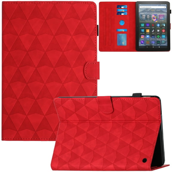 Artyond Case for Fire HD 8/Fire HD8 Plus 2022/2020, PU Leather Folio Stand Card Slots with Auto Sleep/Wake Case for Amazon Kindle Fire HD 8/HD8 Plus 10th/12th Generation, 2020/2022 Released, Red