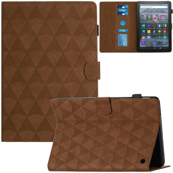 Artyond Case for Fire HD 8/Fire HD8 Plus 2022/2020, PU Leather Folio Stand Card Slots with Auto Sleep/Wake Case for Amazon Kindle Fire HD 8/HD8 Plus 10th/12th Generation, 2020/2022 Released, Brown