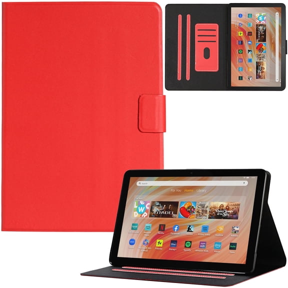 Artyond Case for Kindle Fire HD 10 2023, PU Leather Multi-angle Viewing Stand Cover with Auto Sleep/Wake Card Slots Case for Amazon 10.1" Kindle Fire HD10 13th Generation, 2023 Released, Red