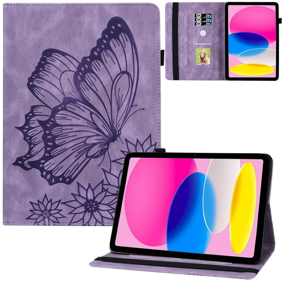 Artyond Case for iPad 10th Generation 10.9 inch 2022, PU Leather Folio Adjustable Stand Card Slots Protective Cover with Auto Sleep/Wake Case for iPad 10th Generation 10.9 inch 2022 Released, Purple