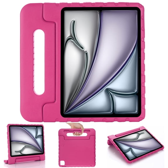 Artyond Case for iPad Air 13-inch (M2) 2024, Rugged Drop Shockproof EVA Kids Friendly Cover Portable Handle Full Body Protective Adjustable Stand Case for 2024 New iPad Air 13 Inch (M2), Rose