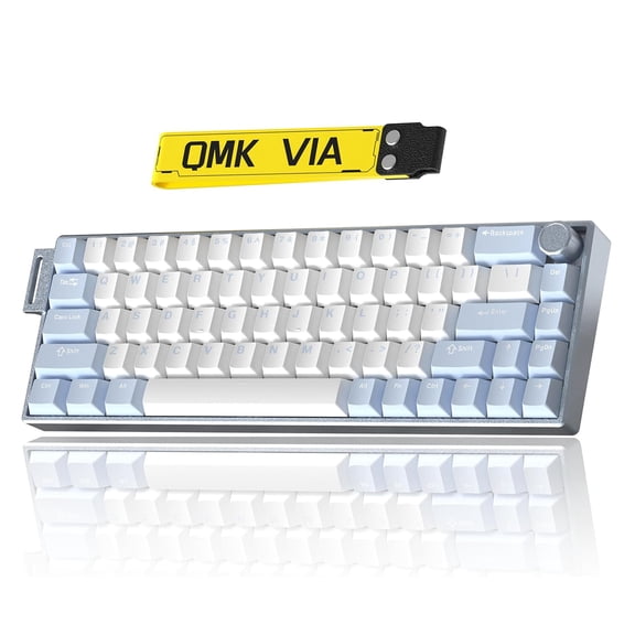 Artyond Compact Mechanical Gaming Keyboard, QMK/VIA Programmable Hot-Swappable Volume Knob, 32-bit ARM4 Chip, with RGB Backlight 68 Keys USB-C Aluminum Frame Keyboard for Games/PC/Mac, Light Blue