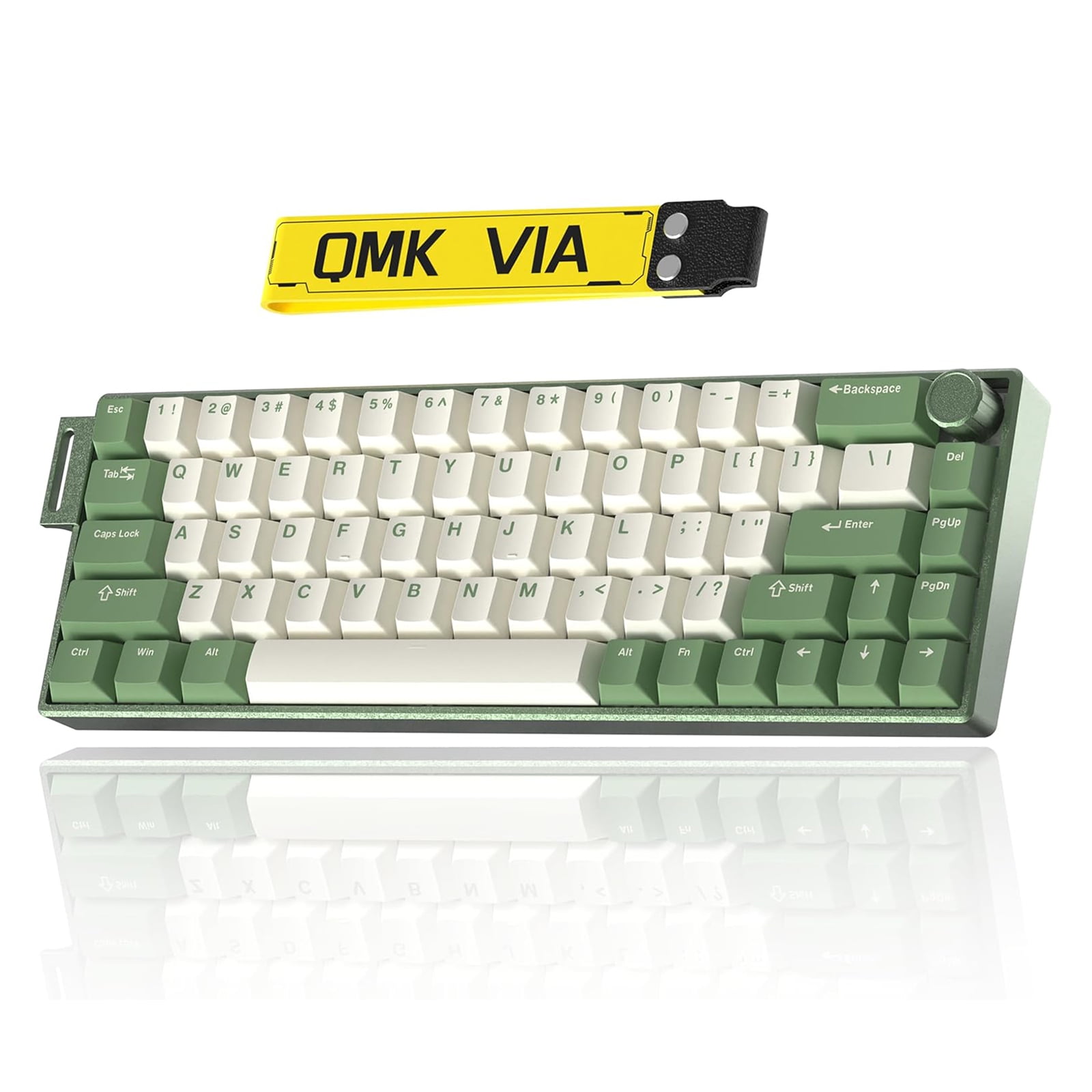 Artyond Compact Mechanical Gaming Keyboard, QMK/VIA Programmable Hot-Swappable Volume Knob, 32-bit ARM4 Chip, with RGB Backlight 68 Keys USB-C Aluminum Frame Keyboard for Games/PC/Mac, Green