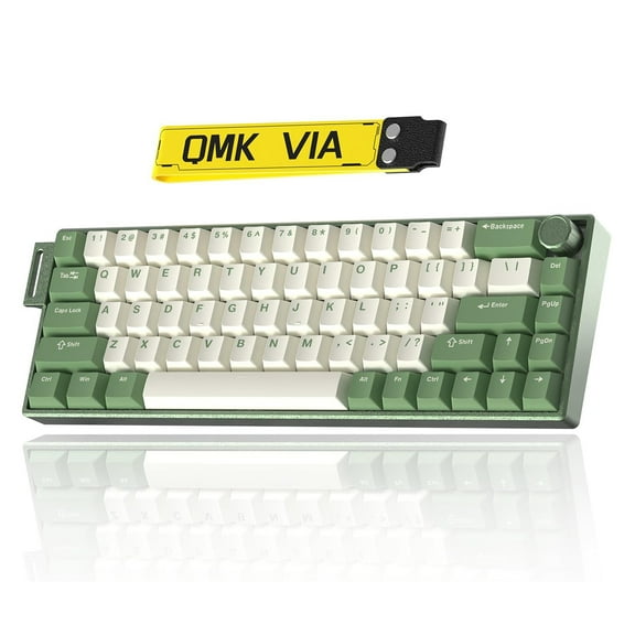 Artyond Compact Mechanical Gaming Keyboard, QMK/VIA Programmable Hot-Swappable Volume Knob, 32-bit ARM4 Chip, with RGB Backlight 68 Keys USB-C Aluminum Frame Keyboard for Games/PC/Mac, Green