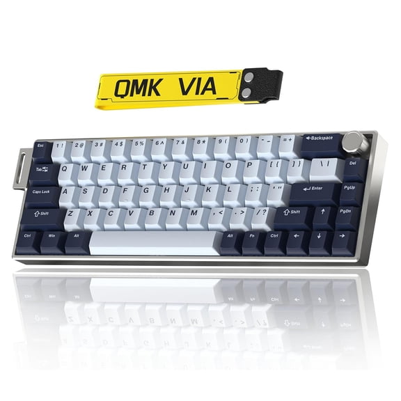 Artyond Compact Mechanical Gaming Keyboard, QMK/VIA Programmable Hot-Swappable Volume Knob, 32-bit ARM4 Chip, with RGB Backlight 68 Keys USB-C Aluminum Frame Keyboard for Games/PC/Mac, Darkblue