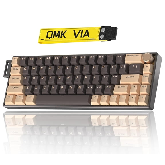 Artyond Compact Mechanical Gaming Keyboard, QMK/VIA Programmable Hot-Swappable Volume Knob, 32-bit ARM4 Chip, with RGB Backlight 68 Keys USB-C Aluminum Frame Keyboard for Games/PC/Mac, Brown