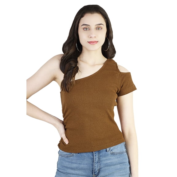 Artyska Womens Ribbed One Shoulder Crop Top