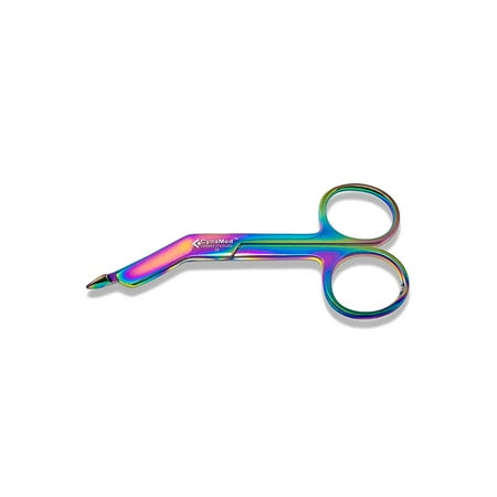 Cynamed Stainless Steel Lister Bandage Scissors with Rainbow Titanium Finish, 3.5", Multicolor