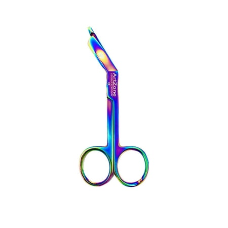 Artzone Lister Bandage Scissors - 4.5-Inch Cynamed Medical-Grade Stainless Steel Shears - Multi-Colored Rainbow Titanium Finish - Sharp Blades Cut Through Bandages, Dressing, Tape, Gauze, Clothing