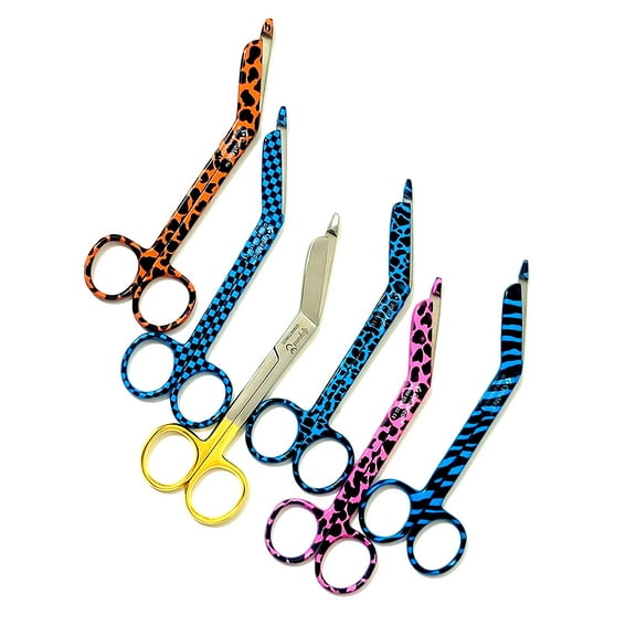 Artzone Lister Bandage Scissors - 5.5-Inch Cynamed Stainless Steel Shears - Cheetah Blue