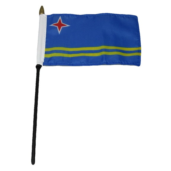 Aruba 4"x6" Flag Desk Set Table Wooden Stick Staff