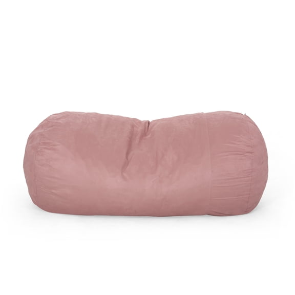 Aruba 8ft Rose Pink Microfiber Cylinder Bean Bag Chair - Comfy Lounging for Living Room, Bedroom