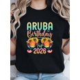 thumbnail image 1 of Aruba Birthday Trip 2026 Vintage Sunset Palm Trees Sunglasses Graphic Women Men Cotton Men's Women's Tee Shirt, 1 of 6