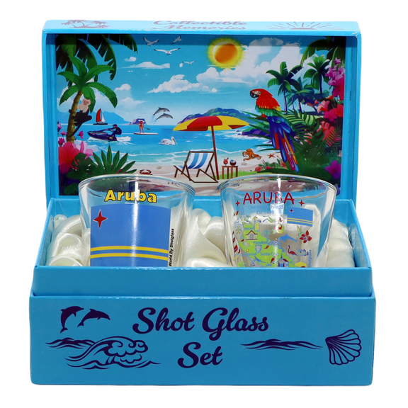 Aruba Caribbean Boxed Shot Glass Set (Set of 2)