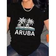 Aruba Caribbean Island T-Shirt Graphic Tee summer Tops For Women Round Neck Fashion Cotton shirts