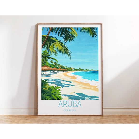 Aruba Caribbean Island Travel Home Decor Wall Art Print, Unframed Paper Print Size 8x12