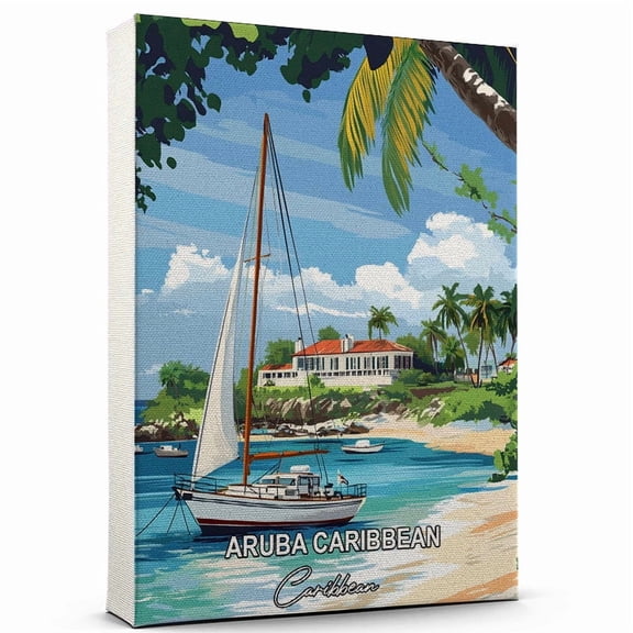 Aruba Caribbean Travel Canvas Wall Art Caribbean Canvas A Scenic Artwork That Evokes Calmness, Wanderlust, and Connection with the World