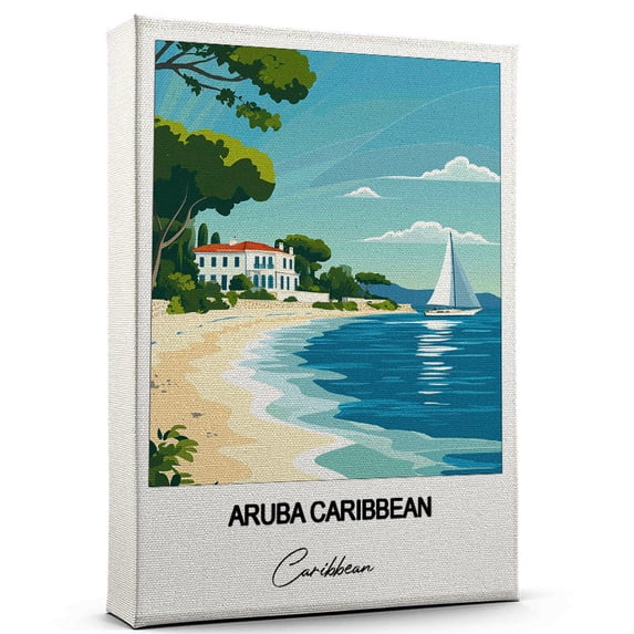 Aruba Caribbean Travel Decorative Art Canvas – Caribbean Canvas – Colorful Travel Wall Decor for Any Room – Makes a Thoughtful Gift