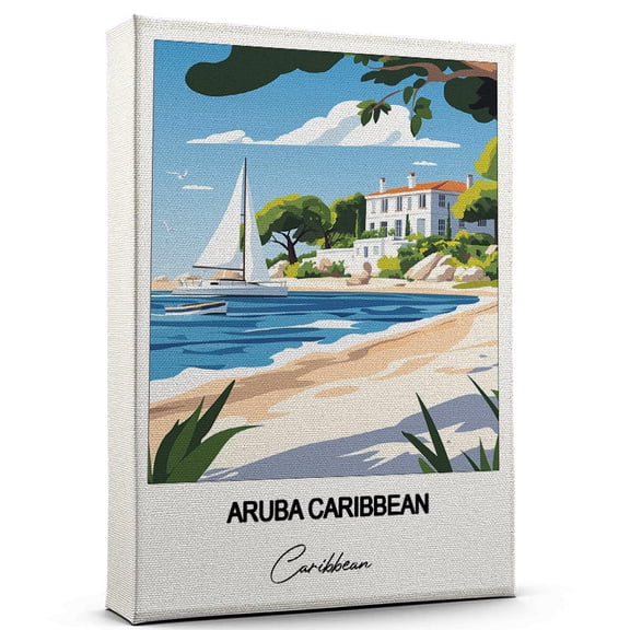 Aruba Caribbean Travel Scenic Canvas Wall Art -Caribbean Canvas  Nature-Inspired Print for Bedroom, Living Room, or Office  Travel Gift