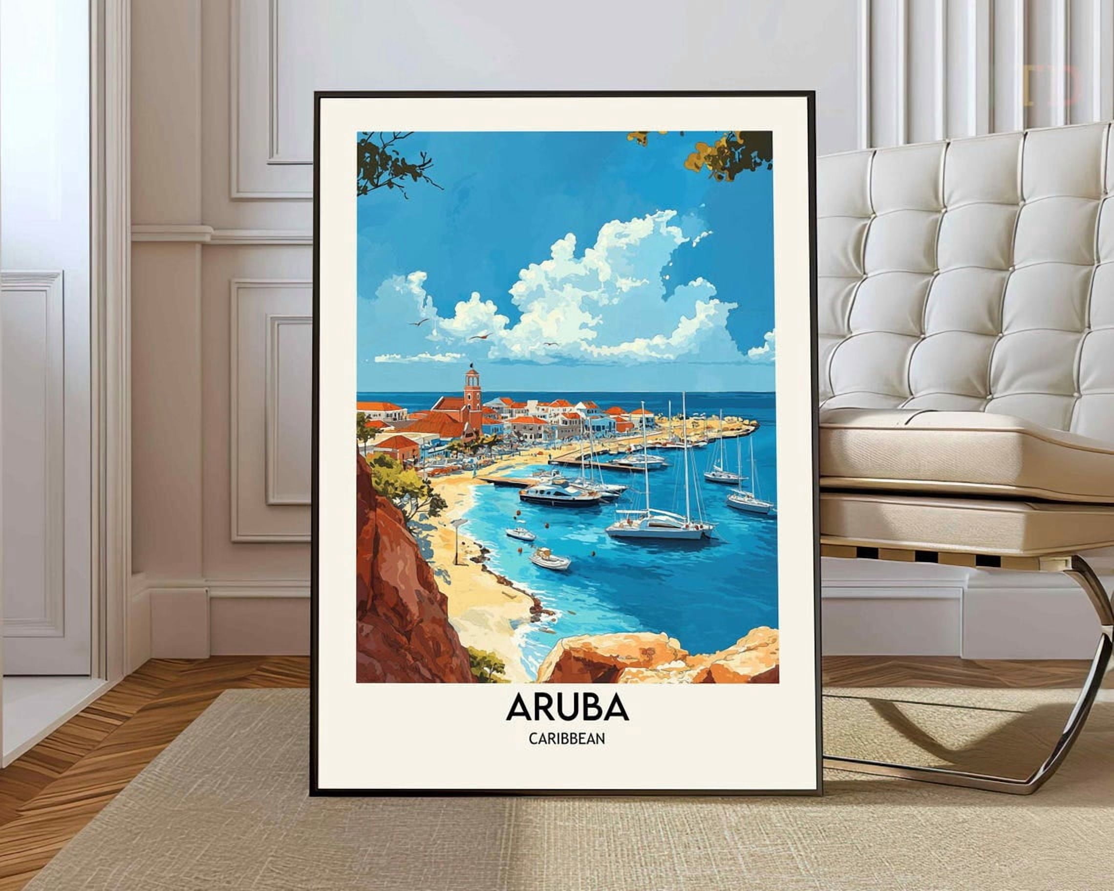 Aruba Caribbean Wall Art Print, Tropical Island Map Travel Decor ...