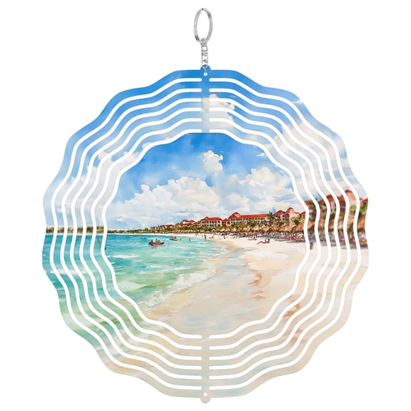 Aruba Divi Tree 3D Wind Spinner Stainless Steel Kinetic Yard Art Garden Decor Caribbean Happy Island Gift