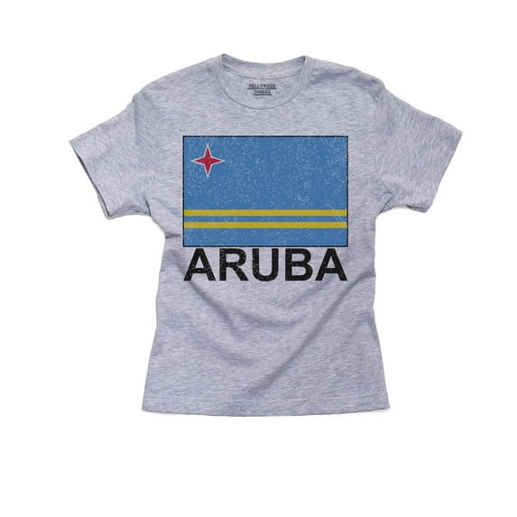 Aruba Flag - Special Vintage Edition Girl's Cotton Youth Grey T-Shirt