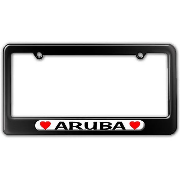 Aruba Love with Hearts License Plate Frame