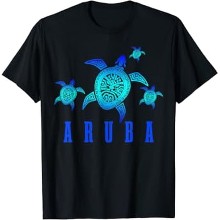 Aruba Sea Turtle Tribal Pattern Scuba Diving Diver Aruba T-Shirt