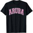thumbnail image 1 of Aruba Varsity Style Pink Text T-Shirt, 1 of 3