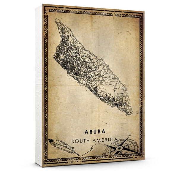 Aruba Vintage Map Prints Canvas, South America Map Art Canvas, Canvas, Aruba Map City style vintage Canvas , Canvas Wall Art, Street Map Artwork Canvas