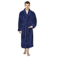 thumbnail image 1 of Arusa Int. Men's Shawl Collar Premium Fleece with Full Ankle Length Bathrobe Navy Blue S-M, 1 of 2