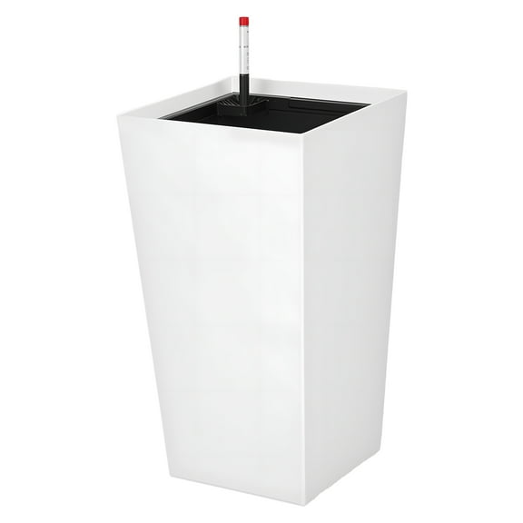 Aruwei 1/2Pcs Tall Planters, Resin Flower Pot for Outdoor Indoor Plants, Outdoor Planter for Front Porch Door Balcony Deck, with Visual Water Level, Dual Buckle, Tray, 21.7" Clearance_Planter Pot