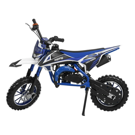 Aruwei 49cc 2-Stroke Kids Dirt Bike, Gas Power Motocross, Beach Off Road Mini Motorcycle, Children Pocket Motorbike with Improved Front Rear Disc Brakes Clearance_Mini Motorcycle
